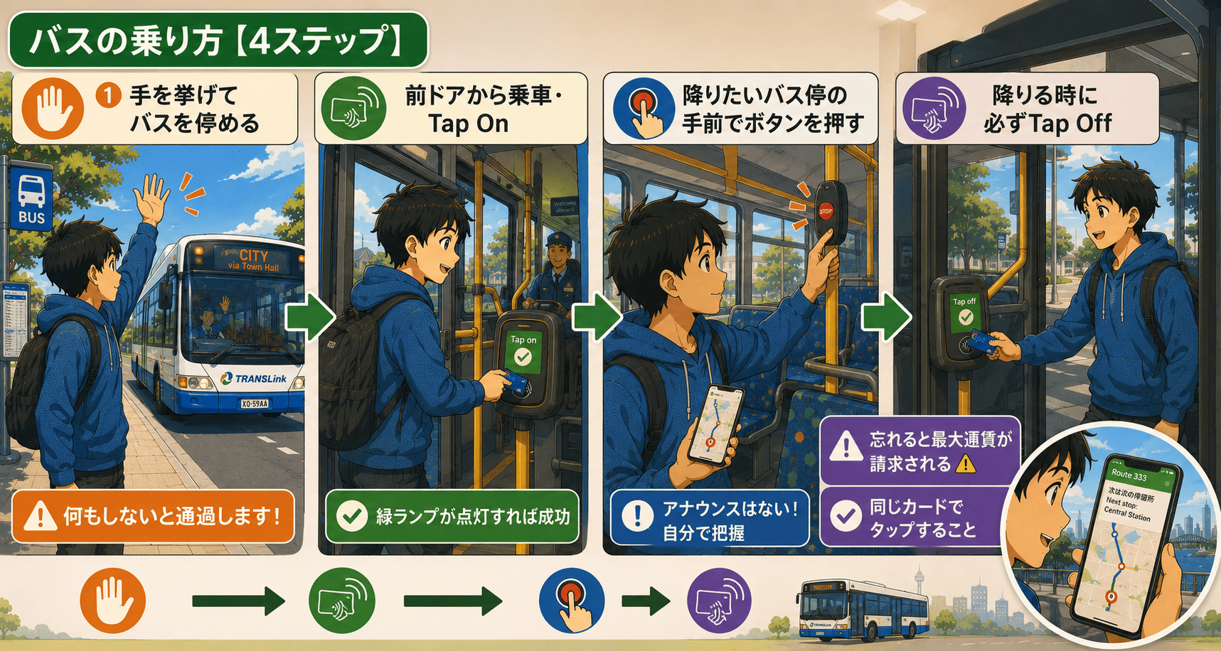 オーストラリアのバスの乗り方を4ステップで解説