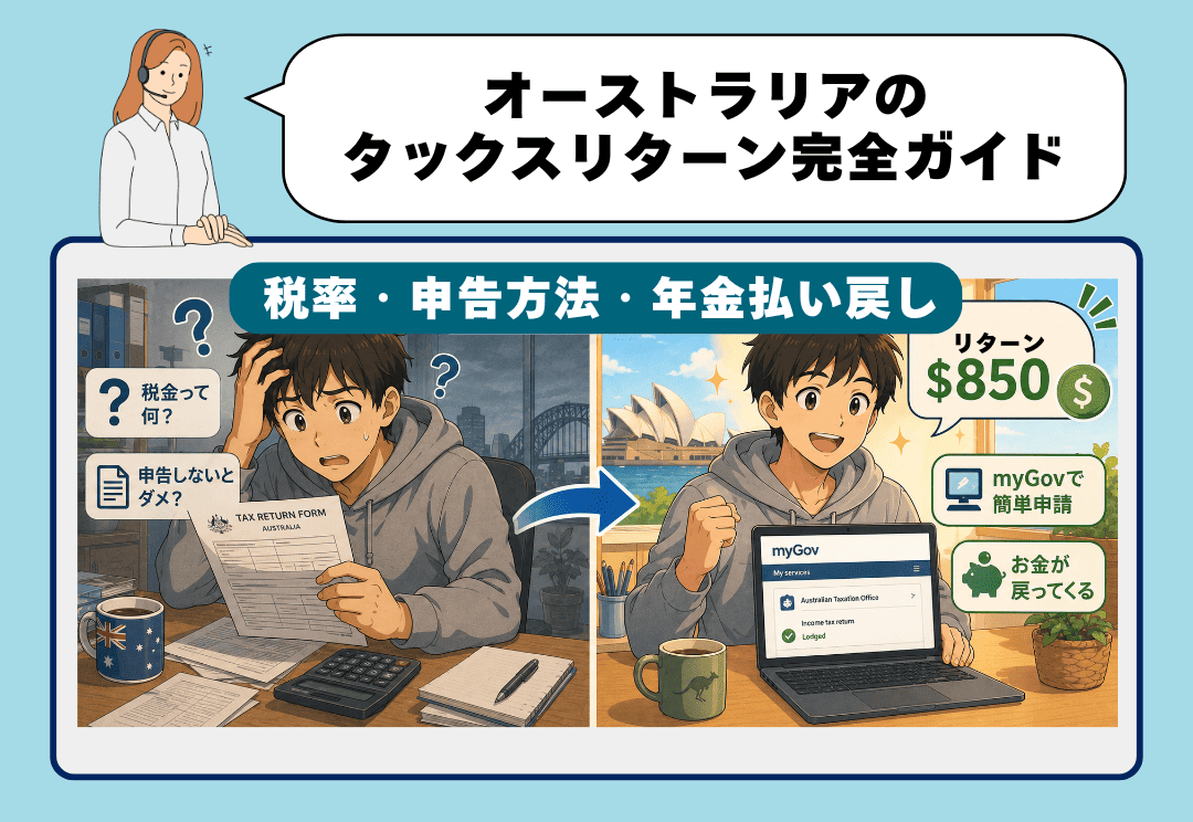 オーストラリアのタックスリターンの税率・申告方法・年金払い戻しを解説