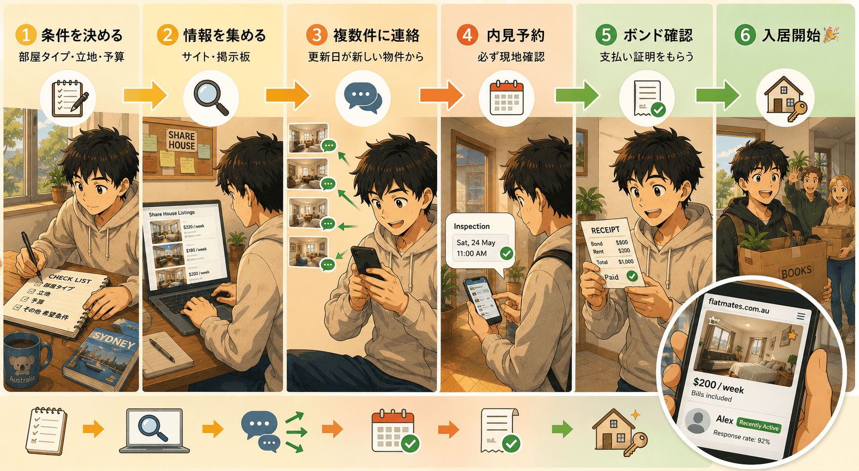 オーストラリアのシェアハウス探しの基本ステップ