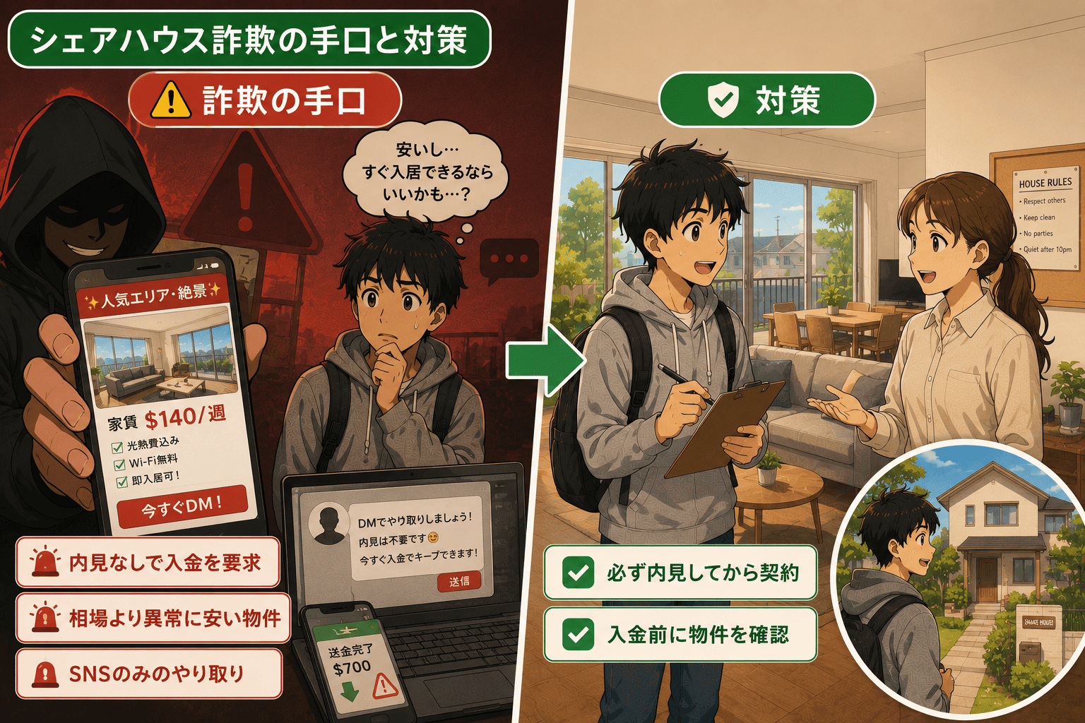 オーストラリアのシェアハウス詐欺の手口と対策