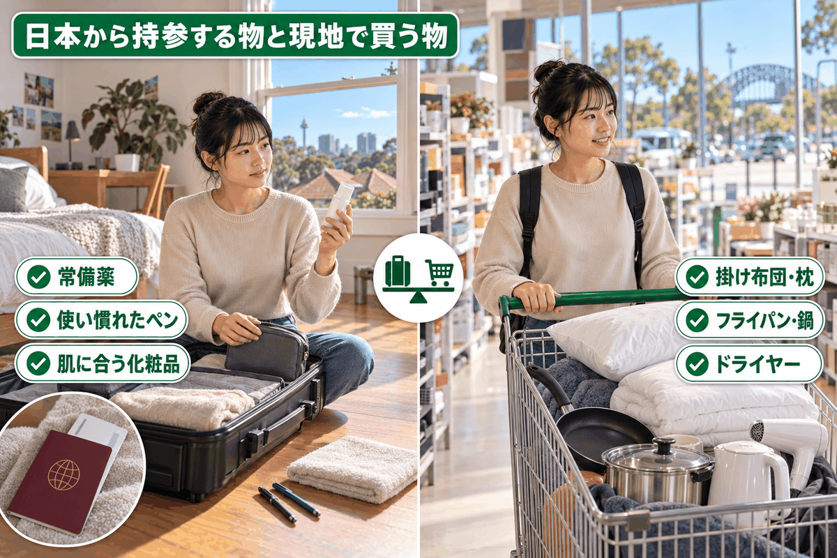 日本から持参する物と現地調達する物の分け方
