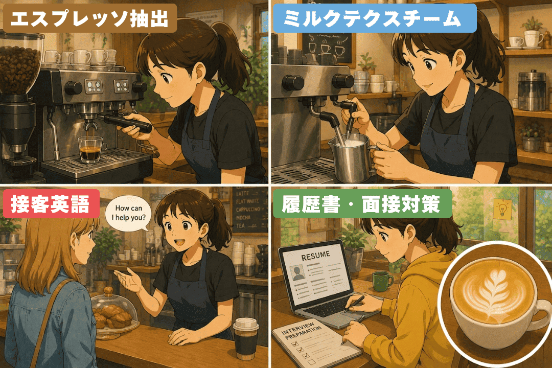 オーストラリアのバリスタコースで学べること一覧