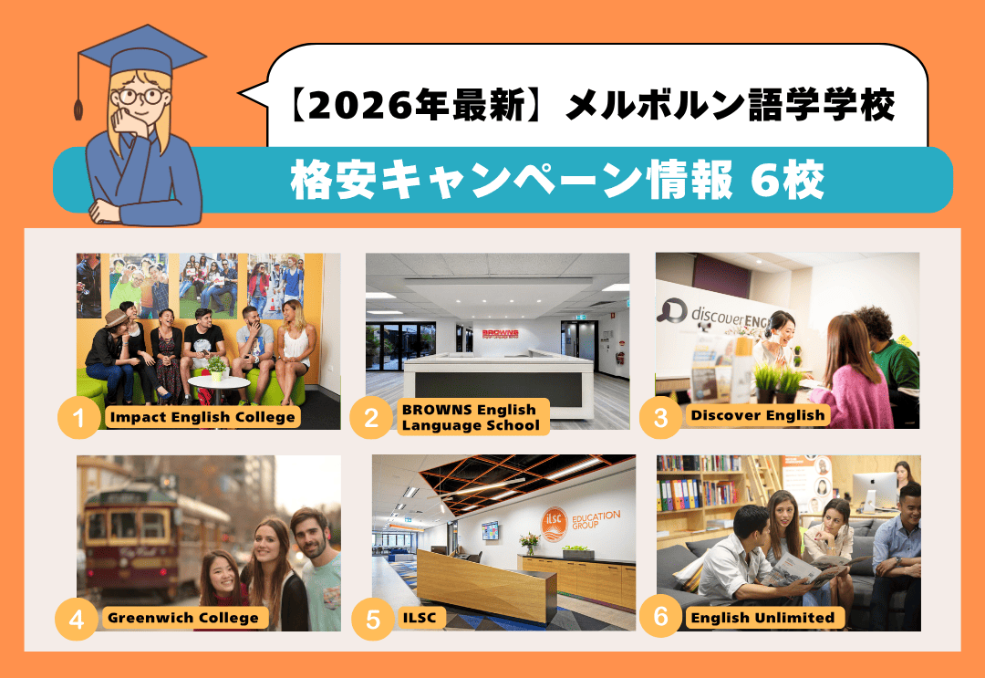メルボルン語学学校 格安キャンペーン情報を紹介