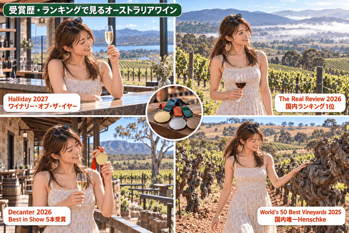 Halliday・Real Review・Decanterなどオーストラリアワインの主な受賞歴とランキングを紹介